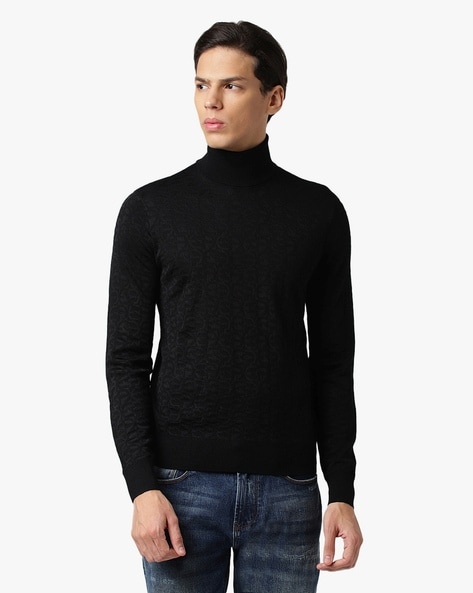 Black ribbed turtleneck sweater HELGA