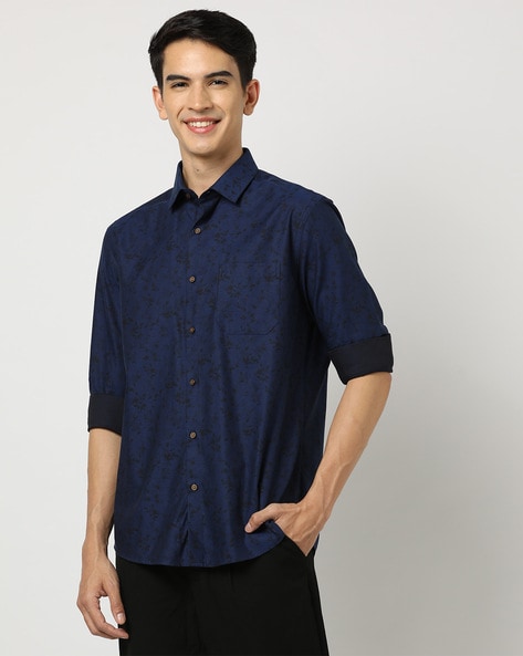 Buy Navy Blue Shirts for Men by NETPLAY Online