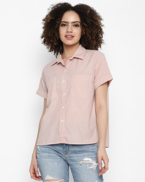 Striped Shirt with Patch Pockets