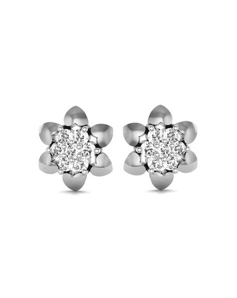 Avsar White Gold Stone-Studded Stud Earrings