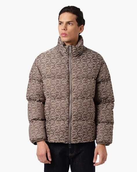Emporio Armani Puffy Down Jacket With Hood in Grey for Men