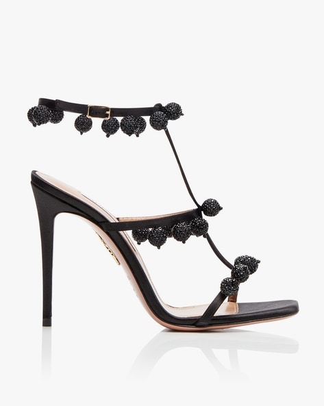 Buy Aquazzura Cha Cha Cha Crystal 105 mm Sandals Black Color