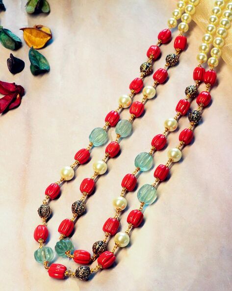 Handmade Kundan Red Beads Long Necklace, Beautiful Red Beads Necklace For  Gifted, Valentine Gift For Wife, For Girlfriend, For Love, Necklace For  Ethnic Wear, Traditional Wear Necklace Set