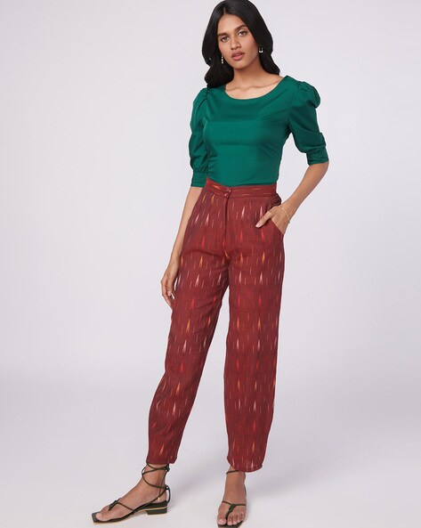 Buy Red Trousers & Pants for Women by Not So Pink Online