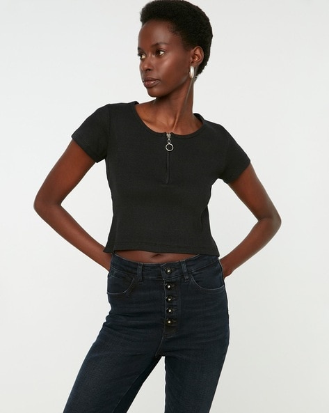 Buy Black Melange Tops for Women by TRENDYOL Online