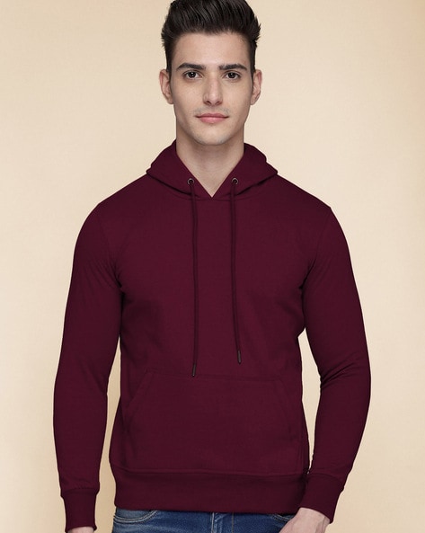 Burgundy pullover hotsell hoodie men's