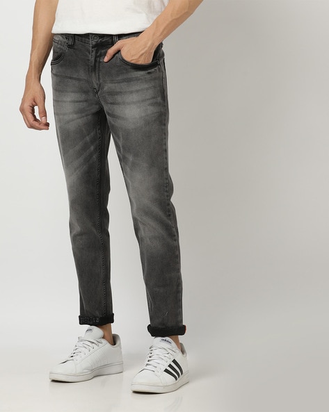 Mid-Wash Skinny Fit Jeans