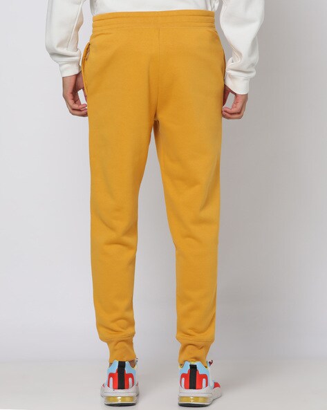 Summer Yellow Sweatpants Male Casual Solid Loose Pants Elastic Waist Pocket  Splice Pant Trousers