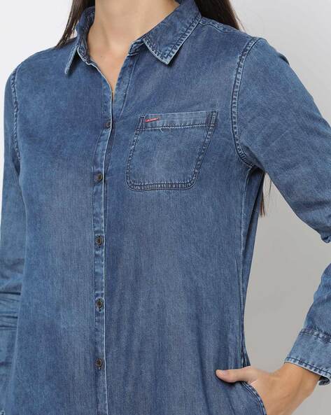 Blue Solid High Low Denim Shirt Lee Cooper Women Dress in Mumbai at best  price by ORO Lifestyle - Justdial