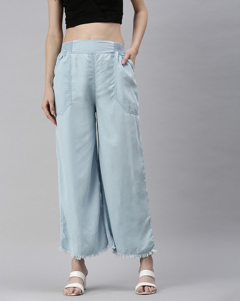 White Palazzo Jeans 👖 Wide Leg High-Waist Denim Loose Mopping Jeans  Women's Long Palazzo Pants 👖👖👖 | Shopee Malaysia