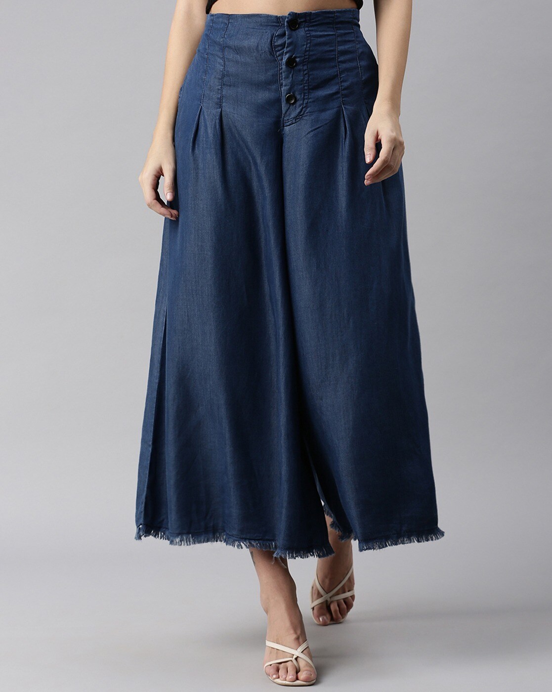 Shop DEBBIE - Khadi Denim Blue Wide Pants by CROSS A LINE at House of  Designers – HOUSE OF DESIGNERS