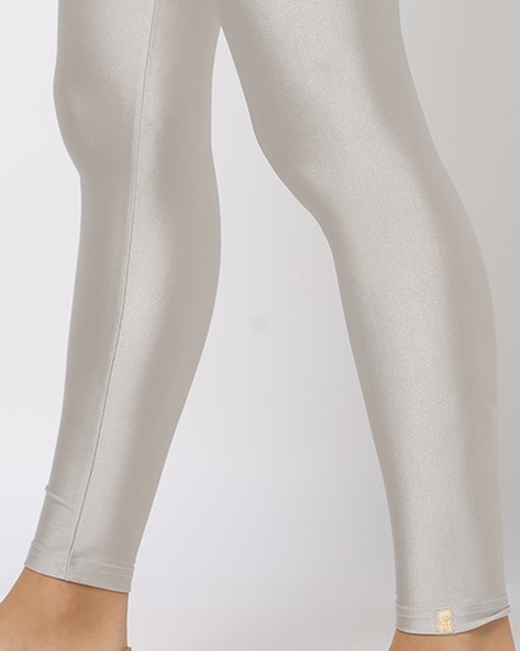 Buy online Solid Silver Shimmer Polyester Leggings from Capris & Leggings  for Women by Sohniye for ₹499 at 0% off