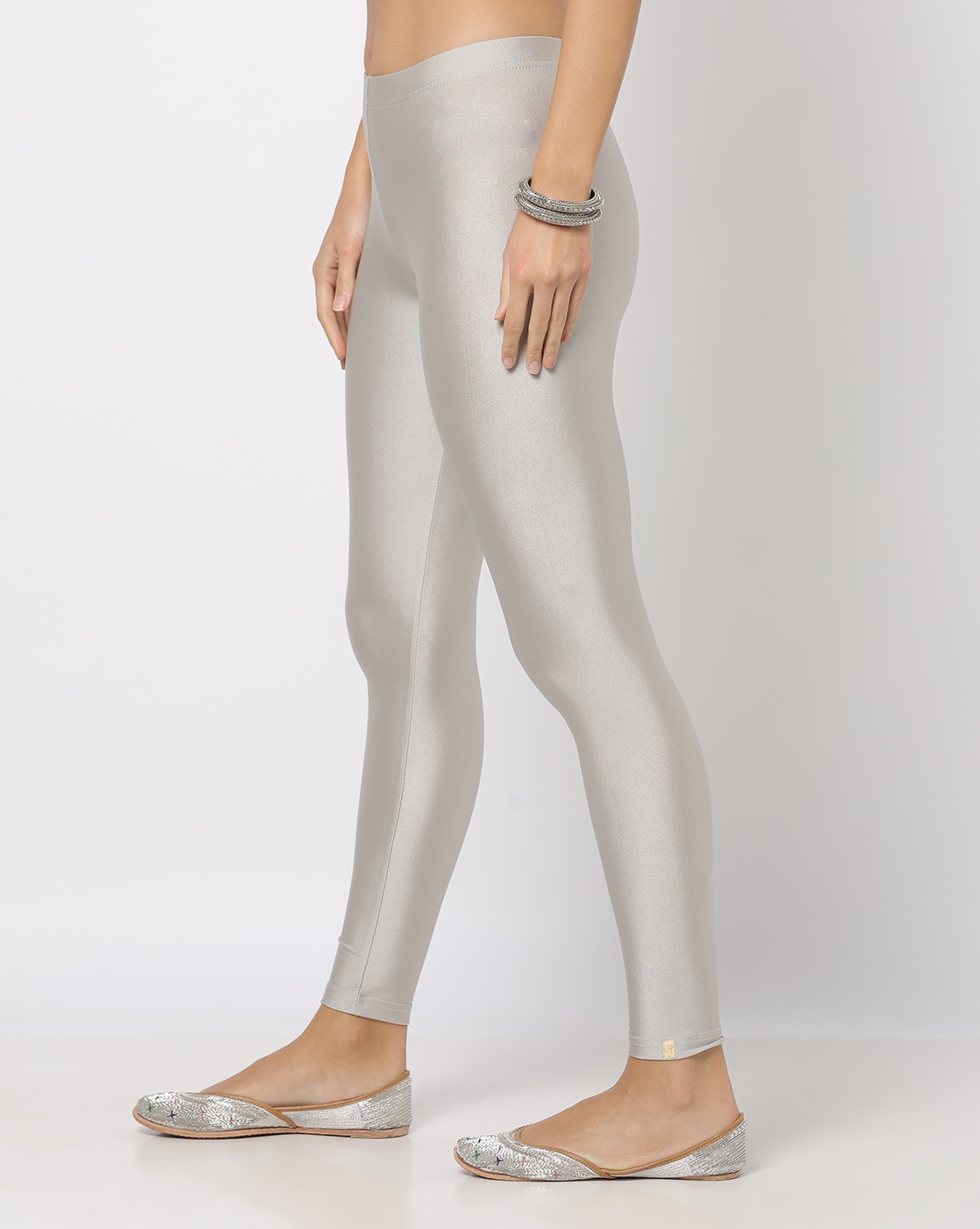 Churidar Plain Ladies Silver Shimmer Leggings, Size: XL-XXL at Rs