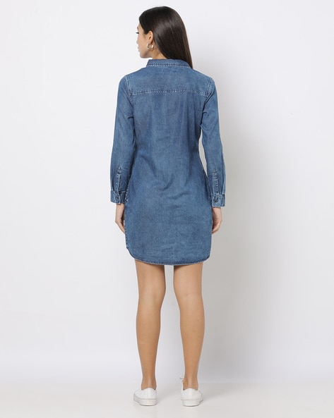 Buy Lee Cooper Solid Denim Polo Dress with Short Sleeves Online | Babyshop  UAE