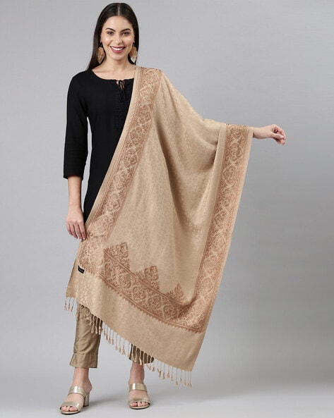 Embroidered Shawl with Tassels Price in India