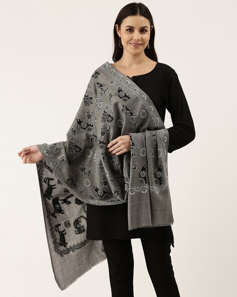 Embroidered Woollen Shawl Price in India