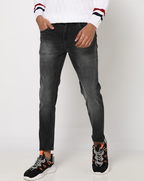 Blue Mid Rise Flared Cropped Jeans