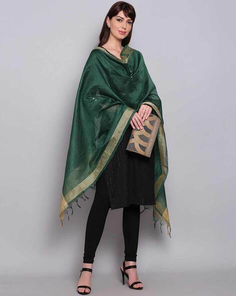 Pack of 2 Embellished Dupattas with Zari Border Price in India
