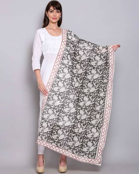 Floral Print Cotton Dupatta Price in India