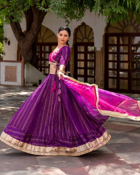 Buy Alluring Rani Pink Mirror Work Rajwadi Silk Bridesmaid Lehenga Choli -  Zeel Clothing
