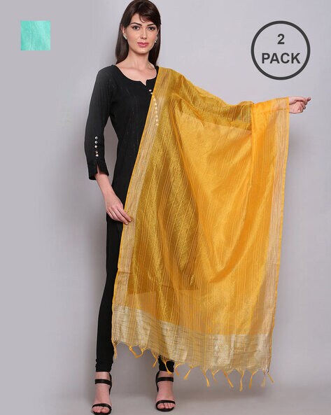 Pack of 2 Woven Silk Dupatta Price in India