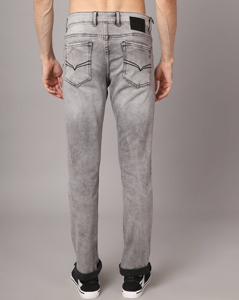 Cantabil Men's Mercerised Blue Narrow Fit Jeans - Fshoppers