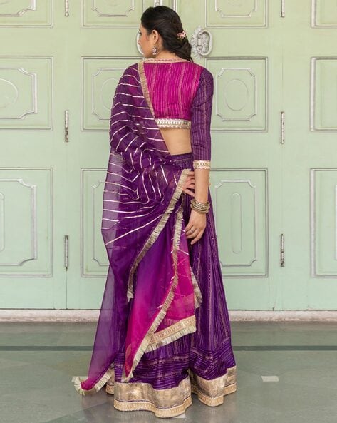 Sequins Work On Purple Designer Lehenga Choli In Georgette Fabric With  Beautiful Blouse