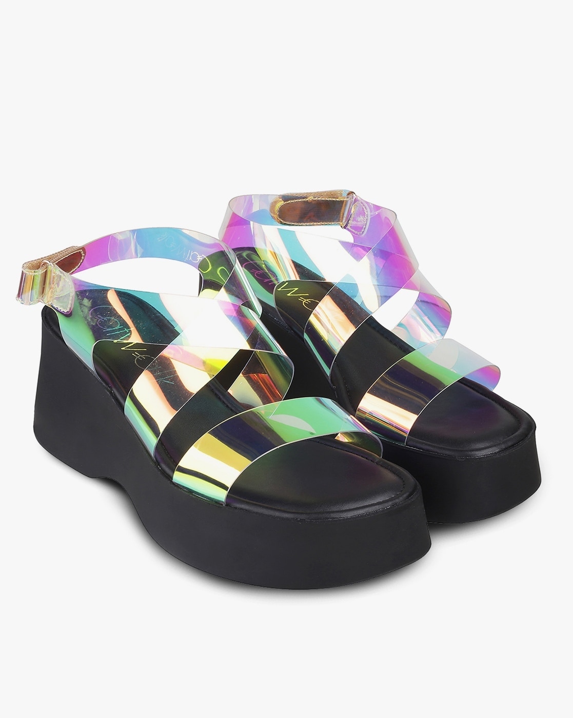 Holographic best sale platform sandals