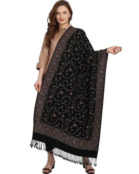 Floral Print Shawl with Tassel Price in India