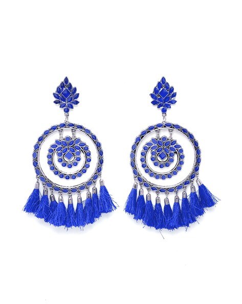 Buy Bold N Elegant Silk Thread Long Tassel Earrings Bohemia Vintage Ribbon  Dangle Earrings for Girls (Blue) Online at Lowest Price Ever in India |  Check Reviews & Ratings - Shop The World