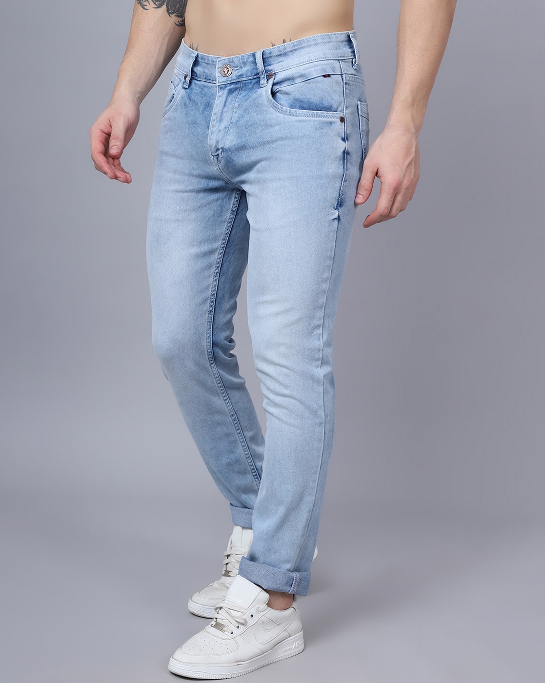 Buy Cantabil Grey Regular Fit Lightly Washed Jeans for Men's Online @ Tata  CLiQ