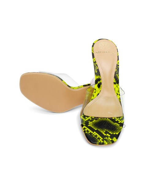 Clear Double Strap Buckle Sandals with Animal Print Sole-Leopard Print