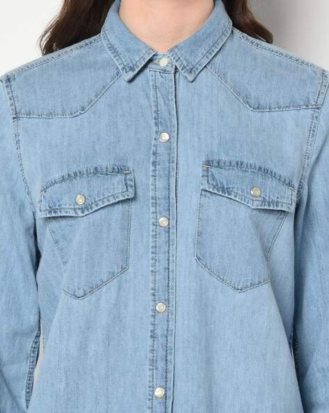 Buy Light Indigo Shirts For Women By Gap Online | Ajio.Com