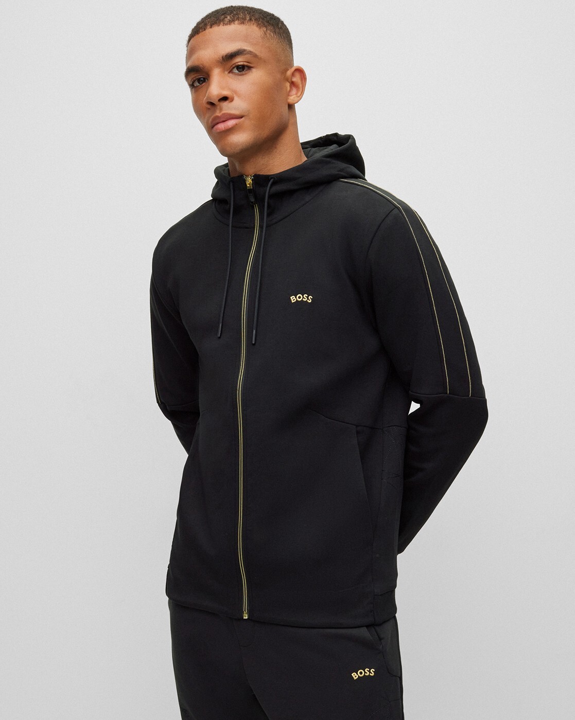 Mens hugo boss zip up hoodie best sale