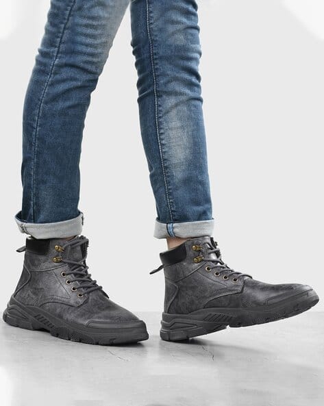 Lace-Up Ankle-Length Boots