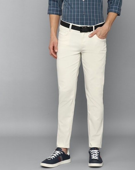 Buy Men Cream Solid Regular Fit Trousers Online  173299  Peter England