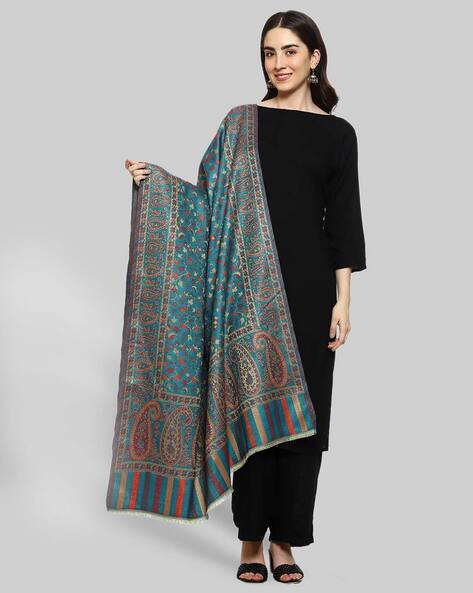 Paisley Print Shawl with Frayed Hem Price in India
