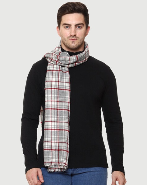Checked Stole with Frayed Hemline Price in India