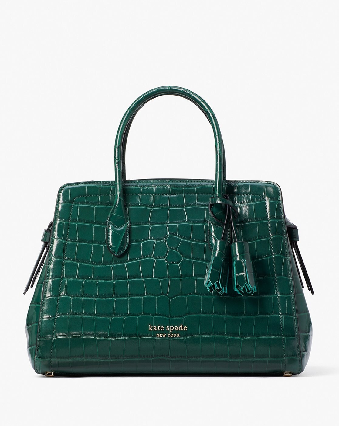 Buy KATE SPADE Knott Croc-Embossed Medium Satchel Bag | Green Color Women |  AJIO LUXE