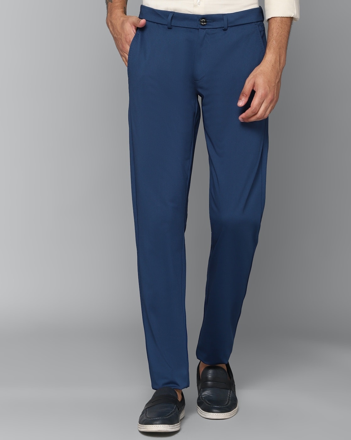 Buy Men Blue Slim Fit Solid Casual Trousers Online  800532  Allen Solly