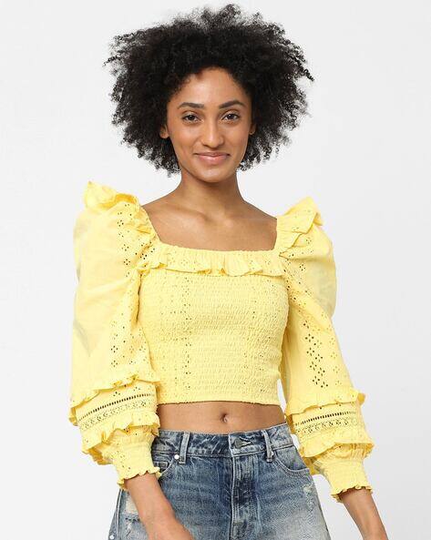 Buy Yellow Tops for Women by ONLY Online | Ajio.com