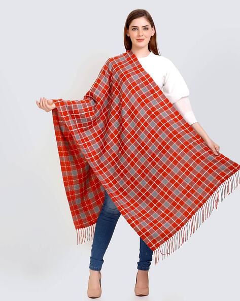 Checked Stole with Tassels Price in India