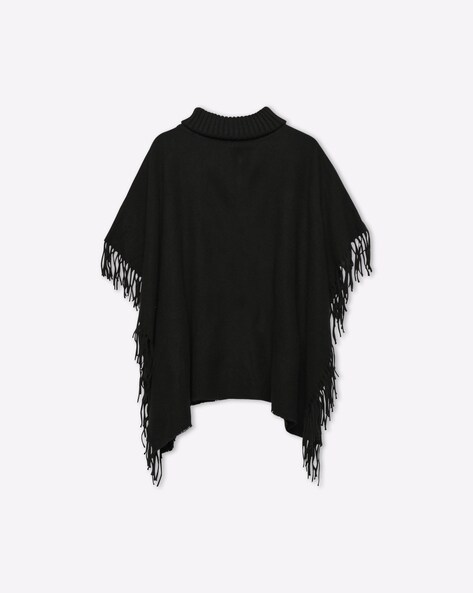High-Neck Poncho with Fringes Price in India
