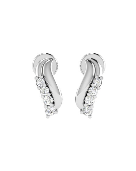 14KT White Gold Triple Twist Drop Earrings 0.16 CT. T.W. - Spence Diamonds