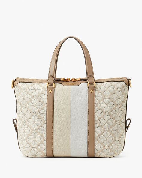 Michael Kors Karlie Medium Two-Tone Graphic Logo Satchel, Vanilla/Brown 