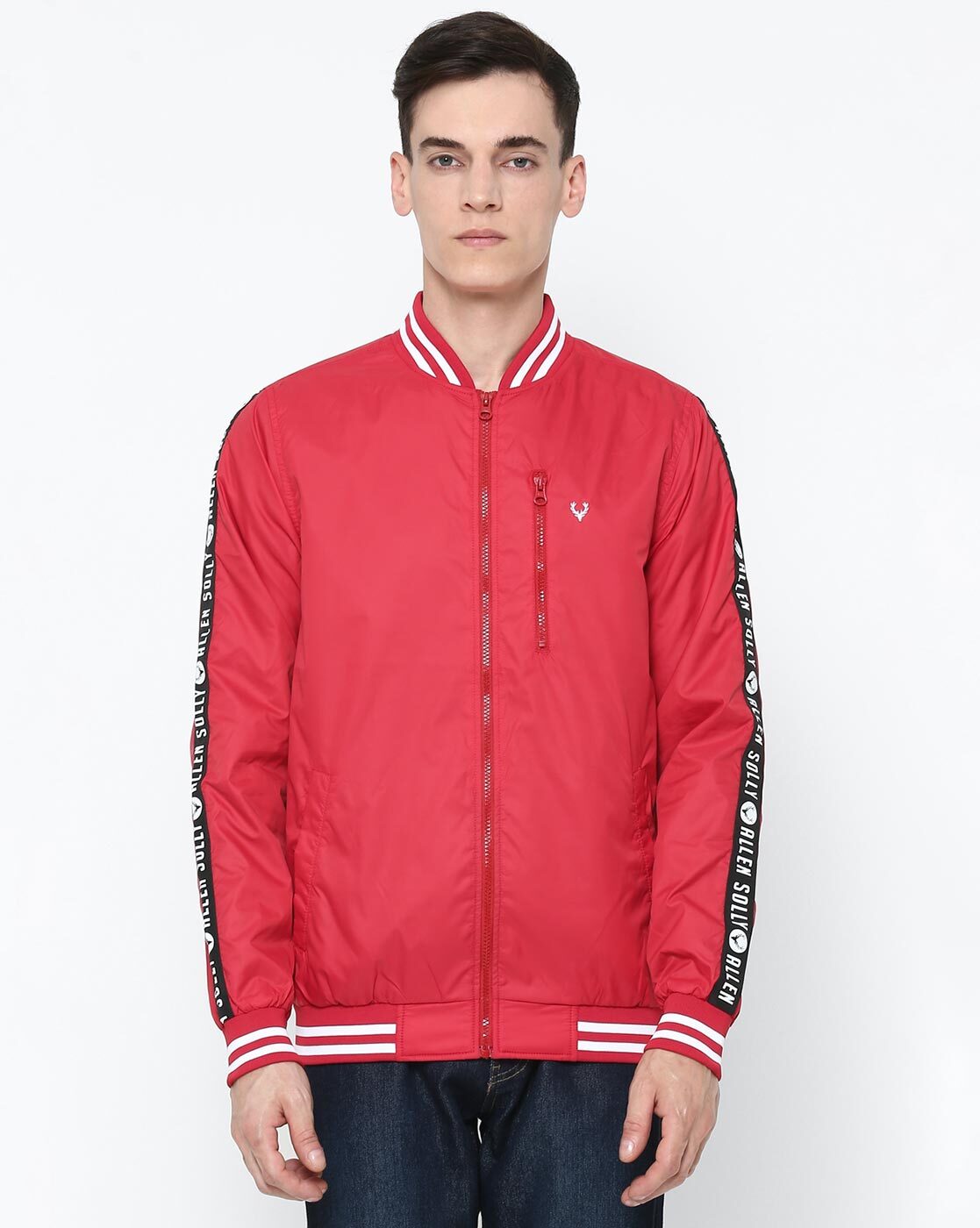 Buy Men Red Solid Full Sleeves Casual Jacket Online - 188744 | Allen Solly