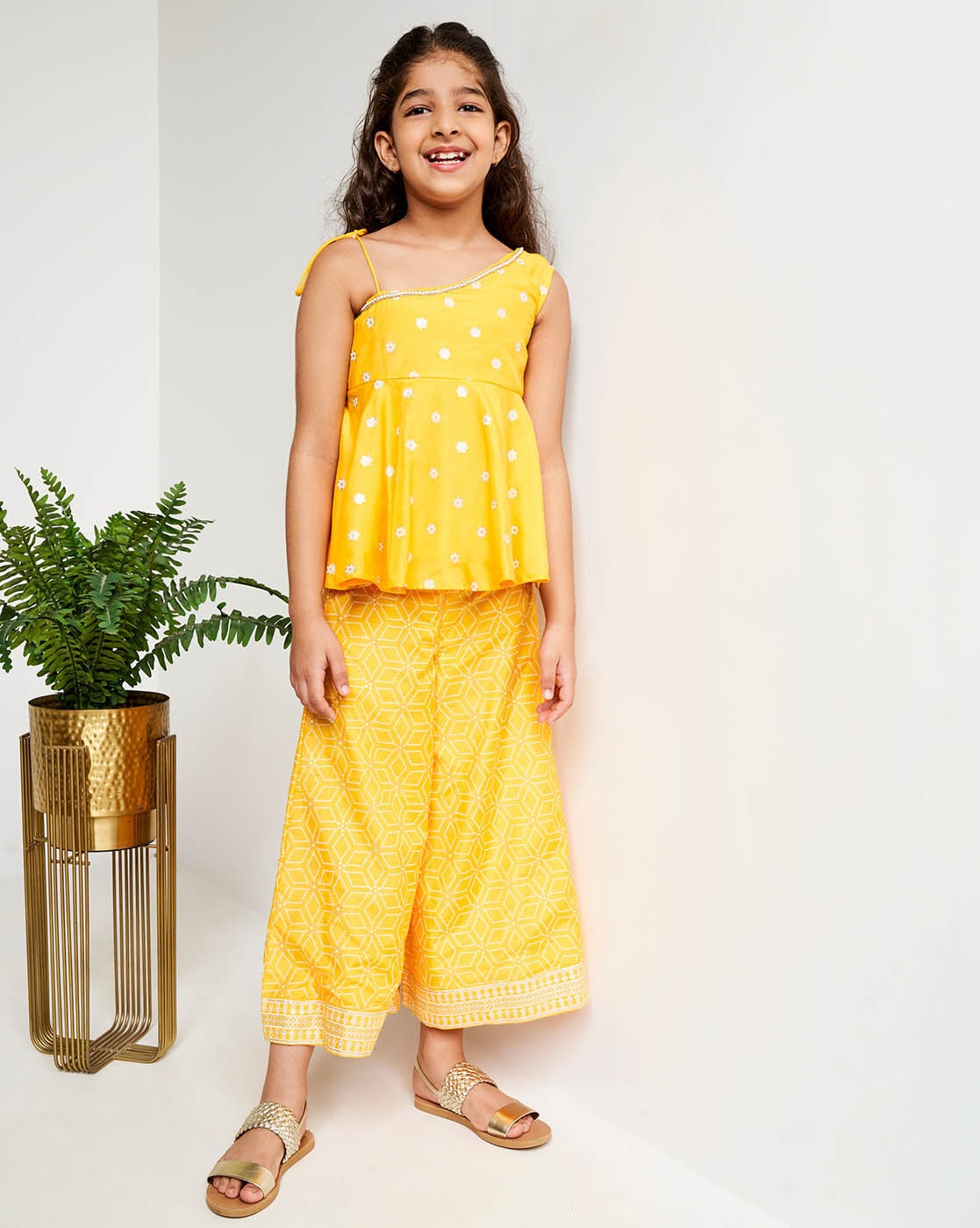 Yellow Floral Print Co-ord Set - Absolutely Desi