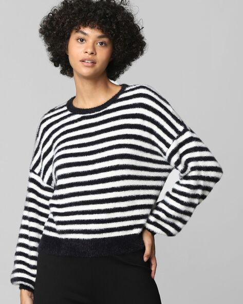 Black striped sweater women's sale