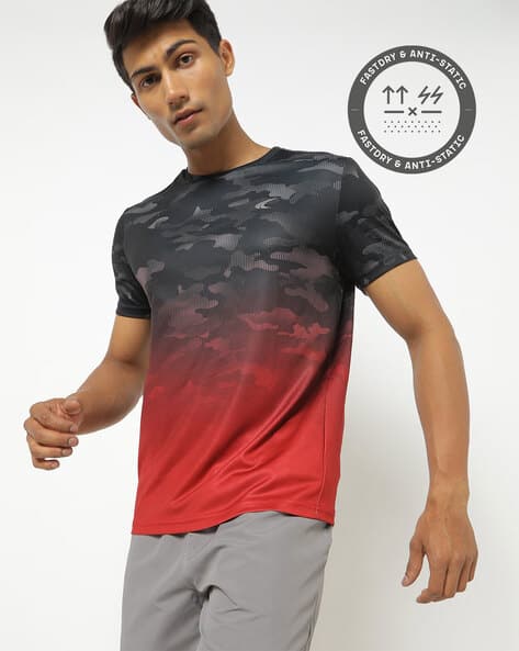 Gradient Print Round-Neck T-shirt