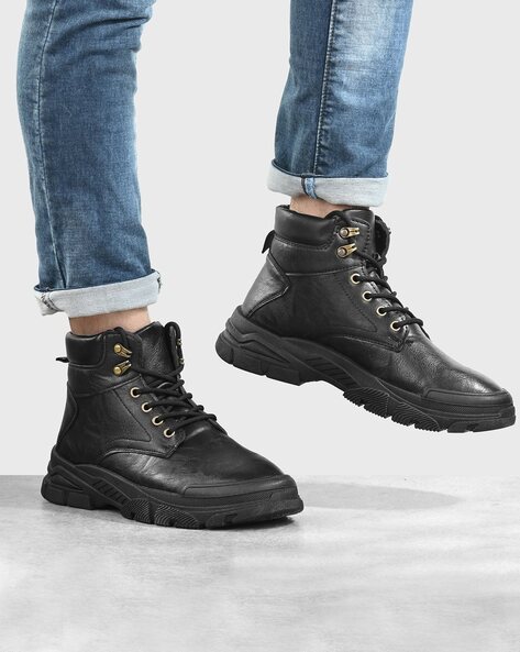 Sail Lakers-Black Leather Eva Taban Sneaker Boots - AliExpress